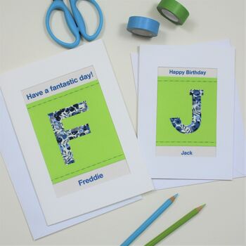 Liberty Print Initial Birthday Card, 3 of 7
