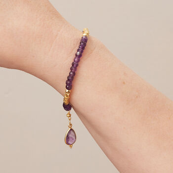 Amethyst And Gold Plated Silver Beaded Bracelet, 4 of 12