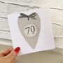 70th Heart Birthday Card ~ Handmade, thumbnail 1 of 3