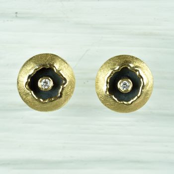 Silver And 18ct Diamond Ear Studs, 2 of 3