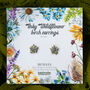 Inky Borage Wildflower Birch Stud Earrings, thumbnail 4 of 10