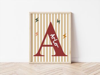 Personalised Chidlrens Neutral Striped Wall Print, 5 of 5