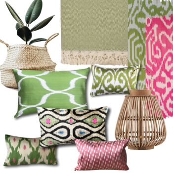 Green And Pink Silk Ikat Cushion, 4 of 4