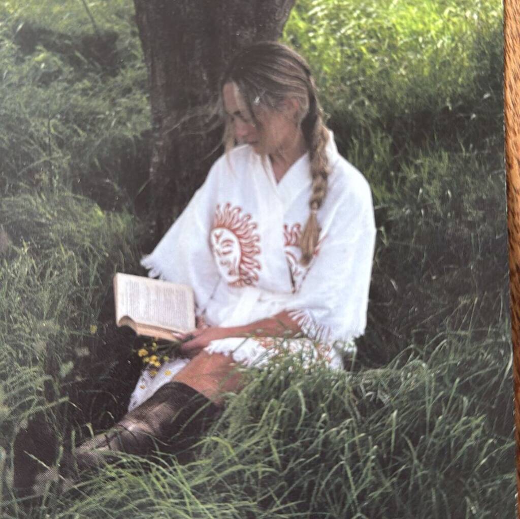 Organic Short Cotton Kimono: White With Sun, 1 of 3