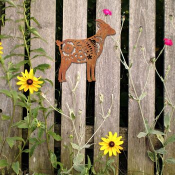 Rusty Goat With Mandala Flowers Decorr Farmers Gift, 8 of 10