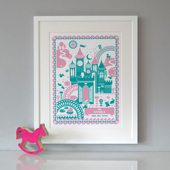 Personalised New Baby Princess Castle Print, 3 of 6