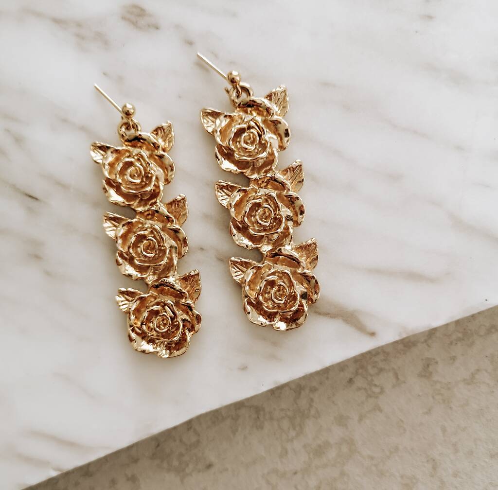 24k Gold Plated Flower Floral Statement Earring By Eunoia