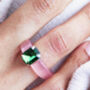 Pink Resin Ring With Green Rhinestone, thumbnail 1 of 7