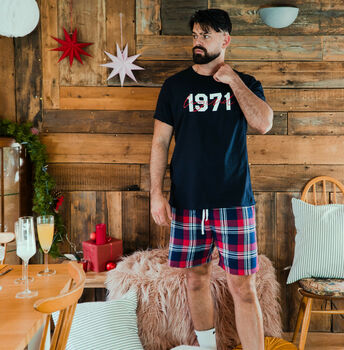 Personalised Legend Year Tartan Short Pyjama Set, 2 of 3