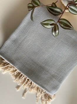 Herringbone Design Pale Blue Sofa Throw, 8 of 10