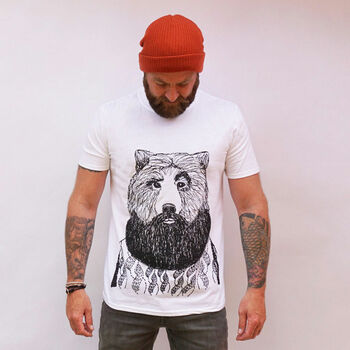 Bearded Bear Men's Organic T Shirt, 5 of 9