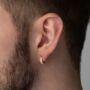 Micro Diamond Huggie Silver Hoop Earring For Men, thumbnail 3 of 7