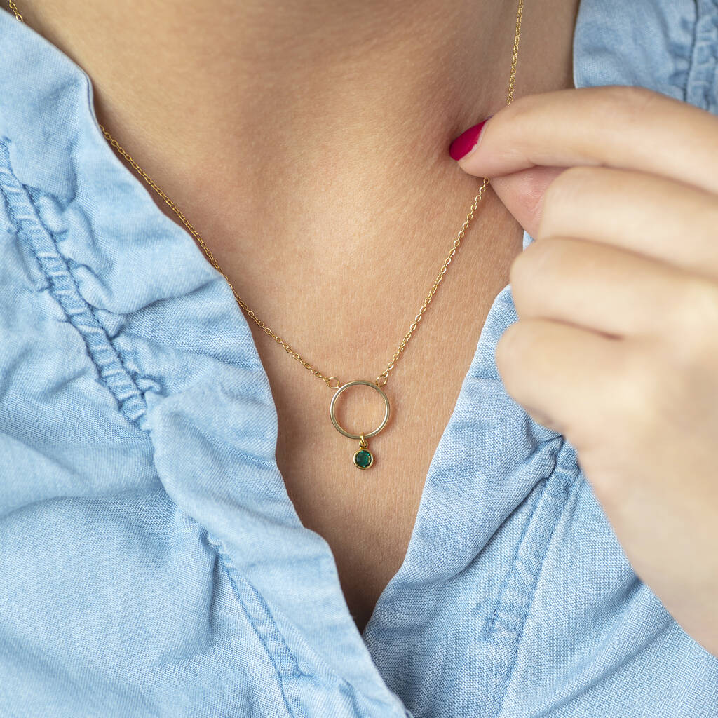 Emerald and Diamond Minimal Necklace