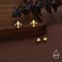 Sterling Silver Fleur De Lis 18 G Screw Back Earrings With Ball Backs, thumbnail 2 of 11