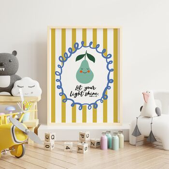 Let Your Light Shine Pear Nursery Print, 5 of 8