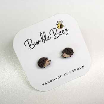 Wooden Hedgehog Stud Earrings, 3 of 4