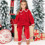 Girls Personalised Red Velvet Christmas Pyjamas, thumbnail 2 of 4