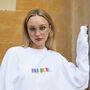 White 'Im A Luxury' Hand Embroidered Sweatshirt, thumbnail 2 of 5