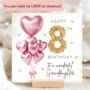 Granddaughter 8th Birthday Card Personalised Pink Heart, thumbnail 2 of 5