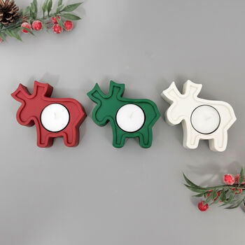 Festive Reindeer Tealight Holder Christmas Decorations, 3 of 10