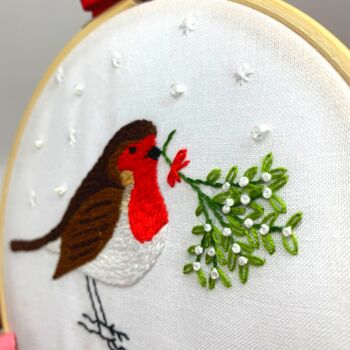 Christmas Robin Embroidery Kit, 8 of 11