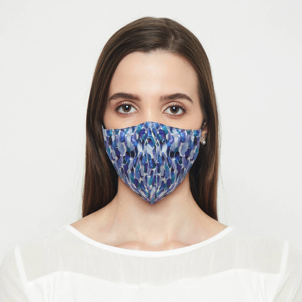 Blue Skies Silk Face Mask With Lanyard, 1 of 6