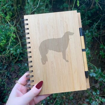 Personalised Borzoi Dog Engraved Notebook, 5 of 5