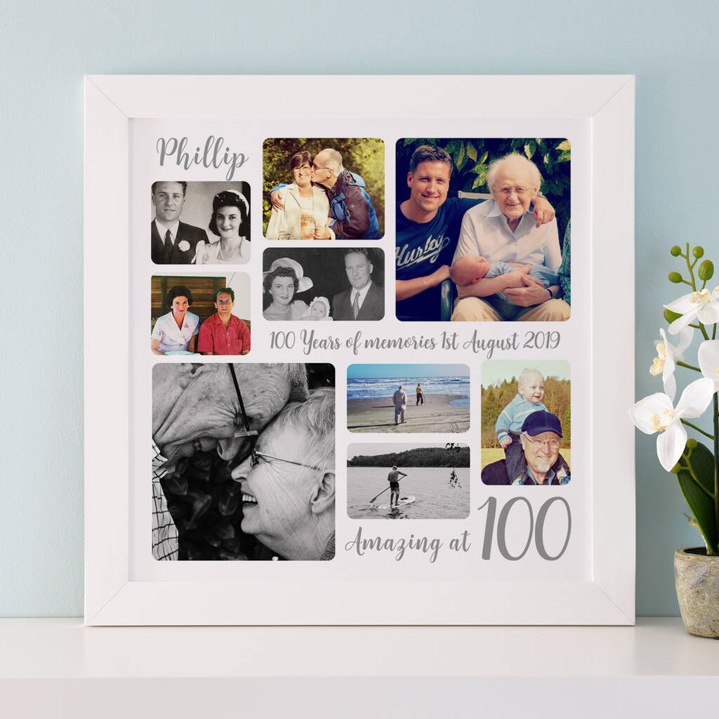 Personalised 100th Birthday Square Photo Collage, 1 of 11