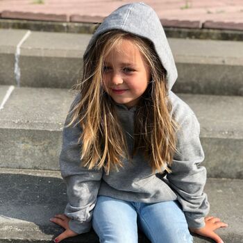 Here Comes Trouble Kids Hoodie In Grey, 4 of 8