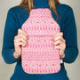 Fairisle Soft Knitted Hot Water Bottle Pink, thumbnail 1 of 5