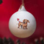 Dachshund Ceramic Round Bauble, thumbnail 2 of 4