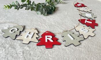 Christmas Tree Garland, Wooden Christmas Decoration, 3 of 7