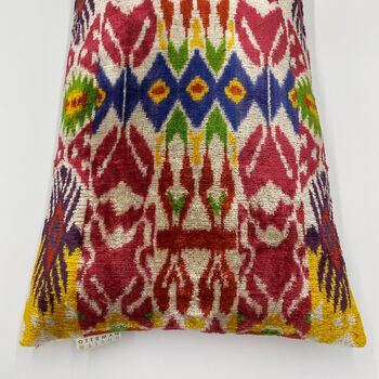 Oblong Velvet Ikat Cushion Ottoman Modern, 3 of 10