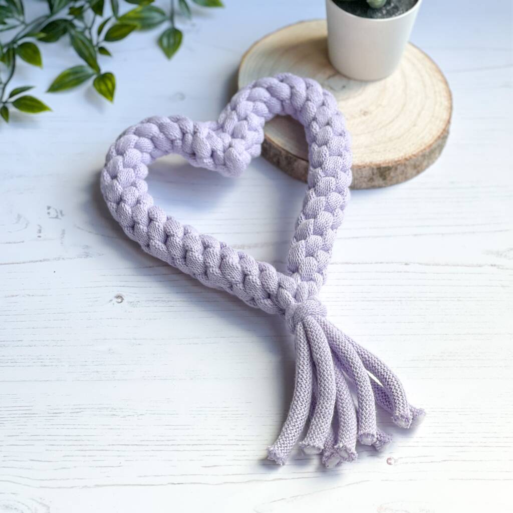 Lilac Heart Rope Dog Toy, 1 of 7