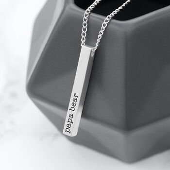 Personalised Father's Day Silver Plated Bar Necklace, 2 of 3