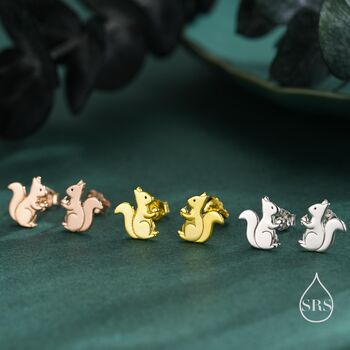 Cute Squirrel Stud Earrings In Sterling Silver, 4 of 12