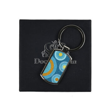 Blue Circles Millefiori Handprinted Keyring, 4 of 6