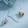 Sterling Silver Olive Green Cz Droplet Drop Earrings, thumbnail 4 of 12