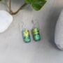 Yellow And Green Dichroic Glass Drop Earrings, thumbnail 1 of 8