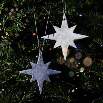 Silver Star Hanging Decoration, Set Of Four, 5 of 7