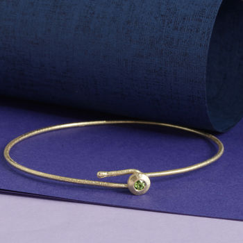 Brushed Gold Vermeil Bangle With Gemstone Detail, 4 of 6