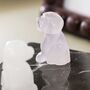 Rose Quartz / Clear Quartz Dog Carved Gemstone, thumbnail 2 of 7
