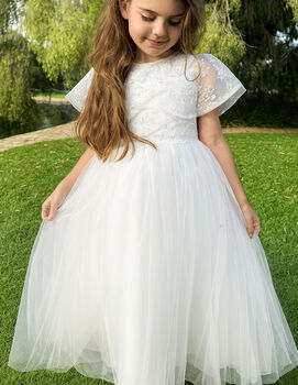 Grace In Off White Flower Girl Or Communion Dress, 3 of 9