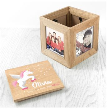 Personalised New Baby Unicorn Photo Box, 2 of 2
