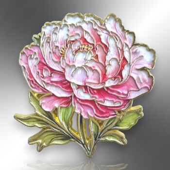 Peony Flower Enamel Lapel Pin Brooch, 3 of 8
