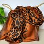 Animal Print Scarf With Ombré Border In Burnt Orange, thumbnail 1 of 4