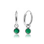 May Birthstone Hoop Earrings With Emerald Charm In Sterling Silver, thumbnail 1 of 4