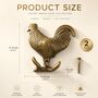 Vintage Brass Rooster Wall Hooks Set Of Two, thumbnail 5 of 9
