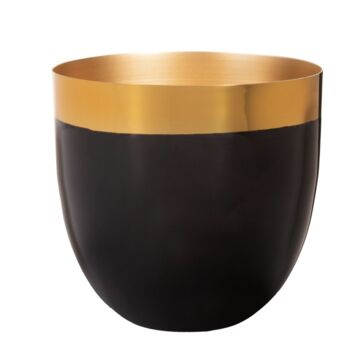 Polished Gold And Black Metal Planter, 2 of 3
