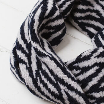 Lambswool Zebra Knitted Cowl, 11 of 12